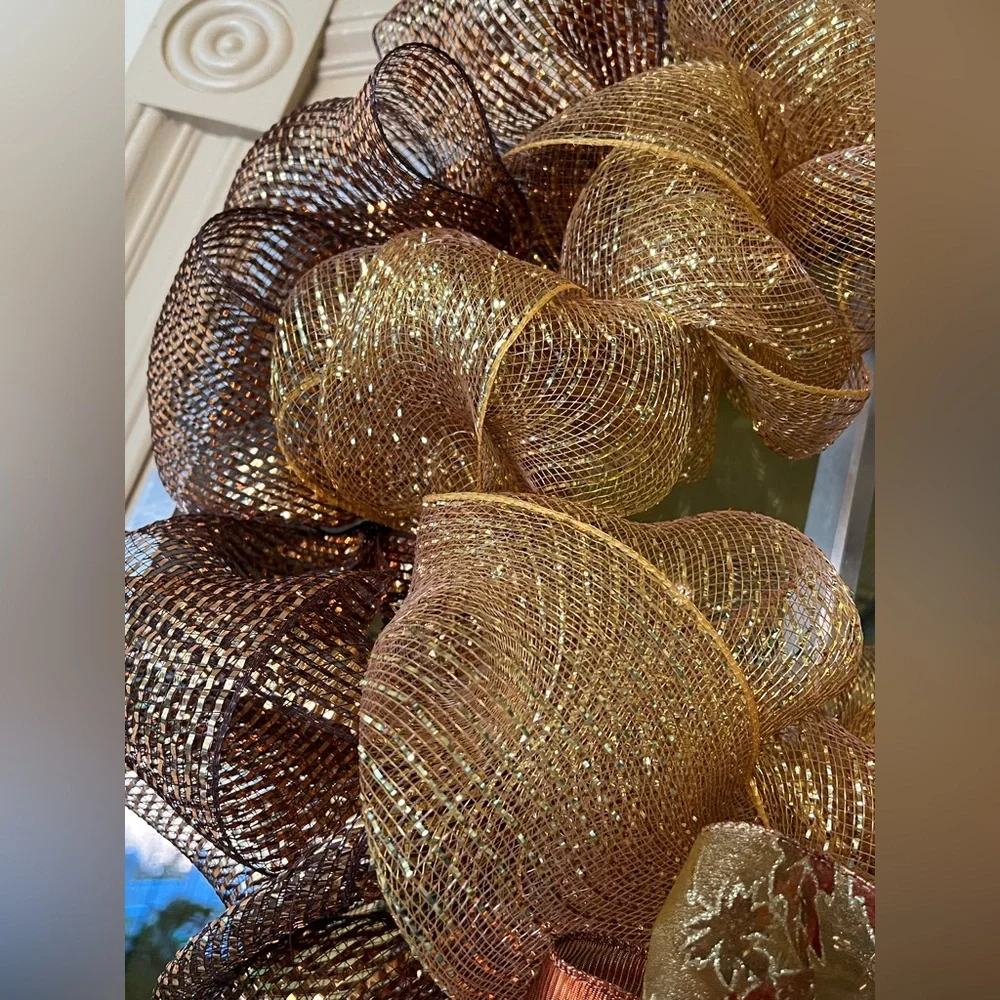 NWOT HANDMADE FALL DECO MESH WREATH.